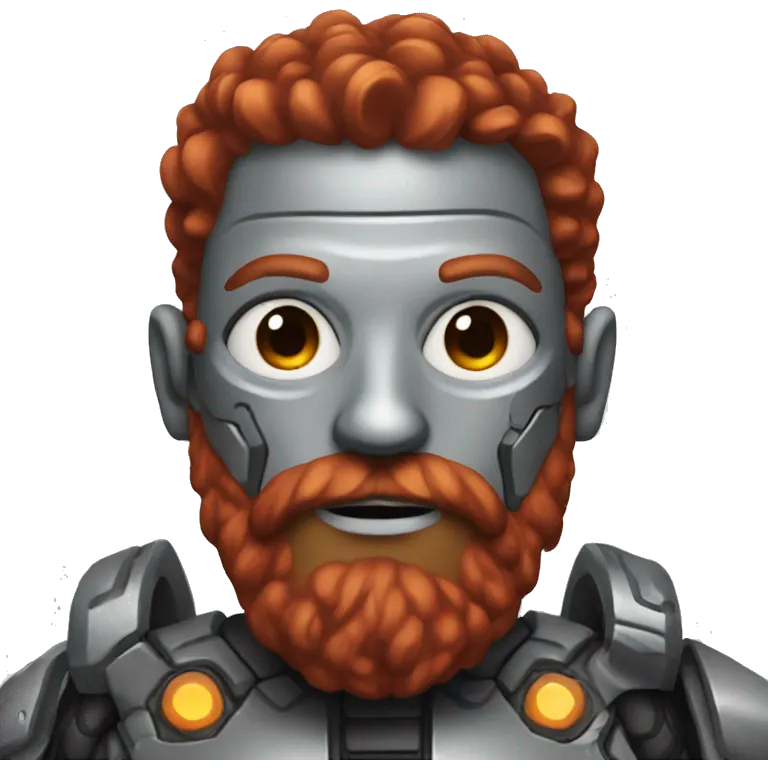 Cyborg with red beard emoji