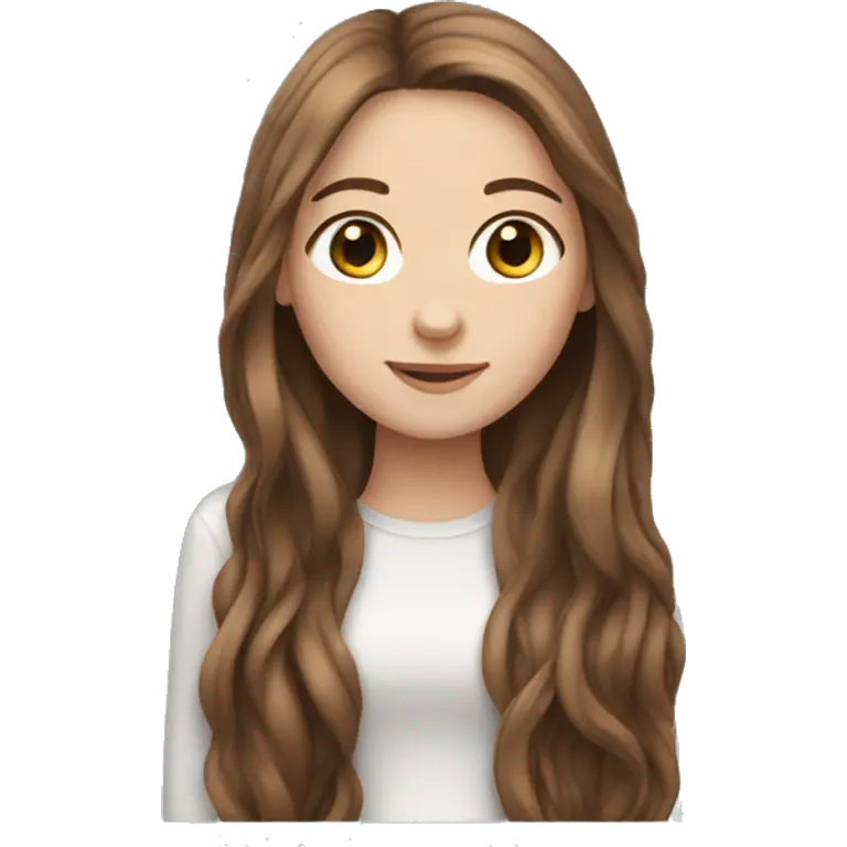 White girl with long brown hair emoji