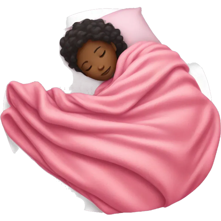 black girl sleeping with pink blanket emoji