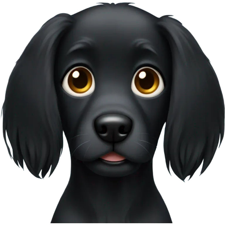 Black dog with Long hair and ears emoji