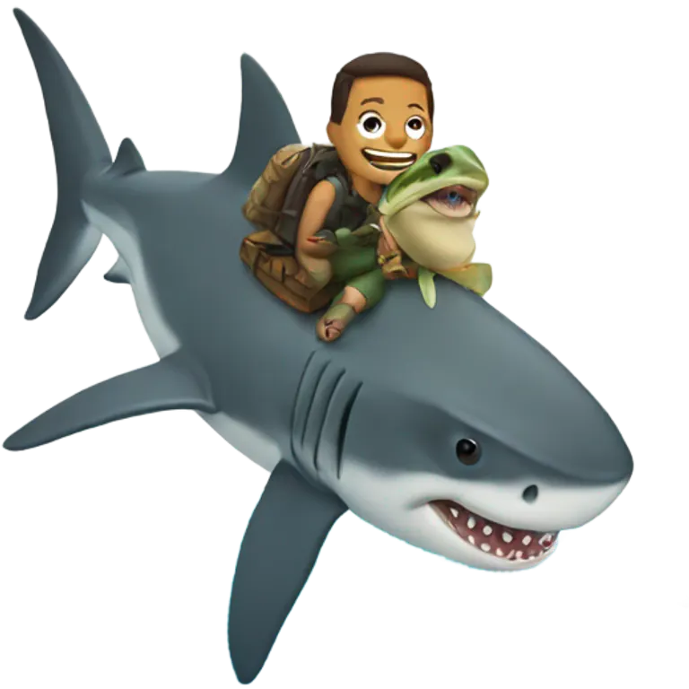 A shark riding a turtle emoji