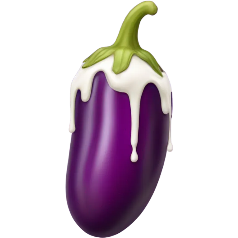 Long Tan colored eggplant with white paint dripping and hot pink tip emoji