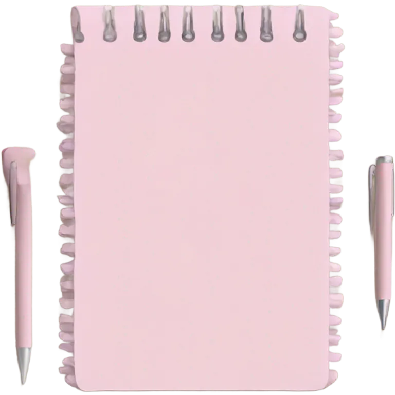 Pale pink notepad with pen emoji