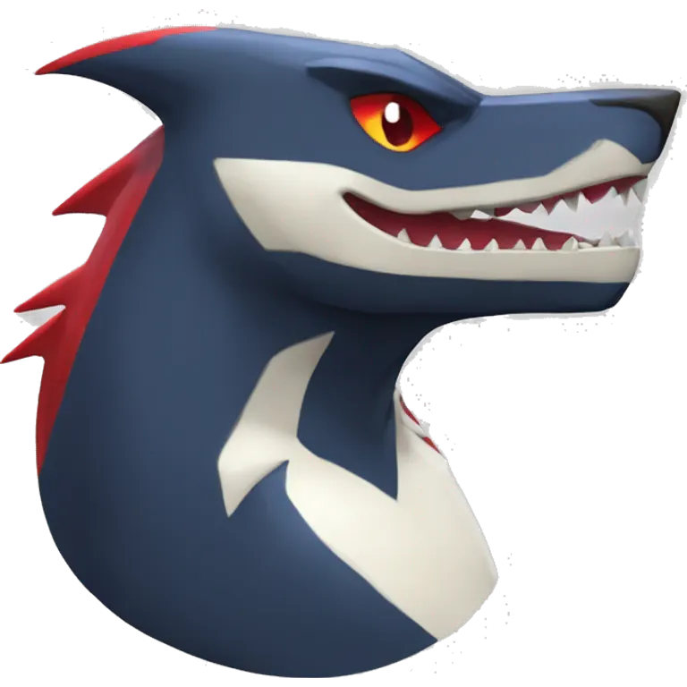 Black Cool Edgy Anthro Sharpedo-Sergal-Garchomp-Fakémon  with White and Red Edgy markings emoji