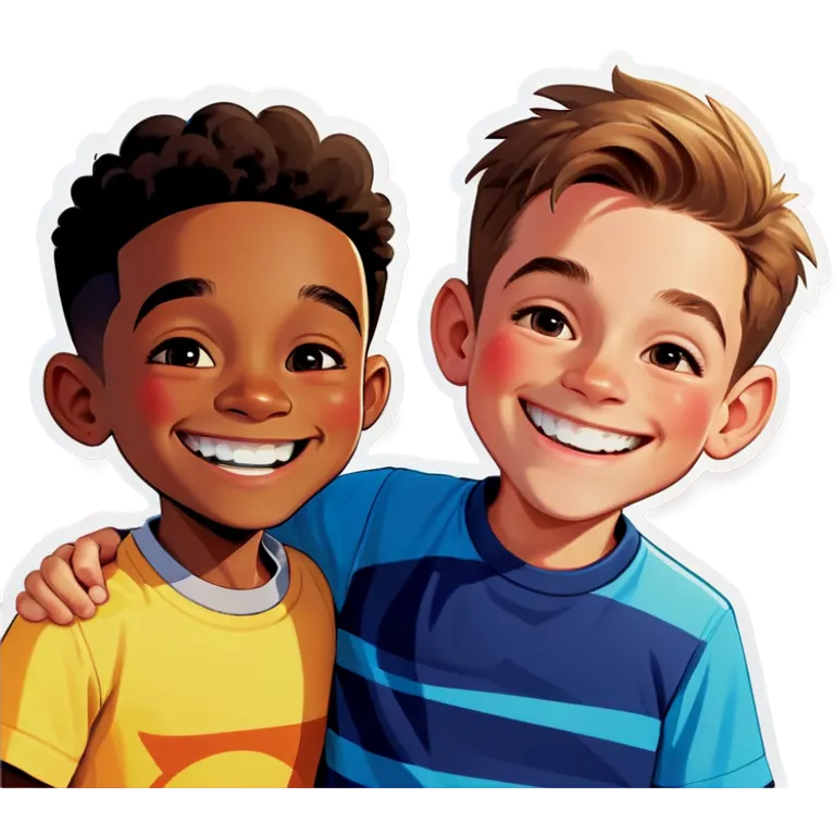 two boys smiling indoors emoji