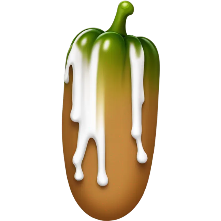 Light-brown ombre skinny long pickle with white paint dripping emoji