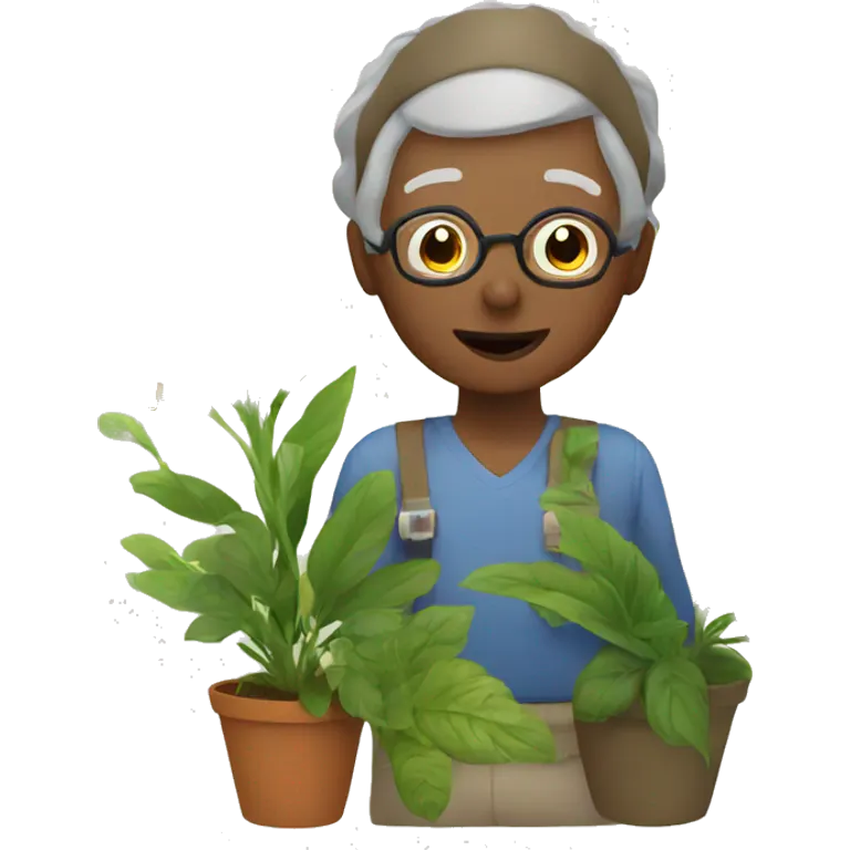 grandparents with plants emoji