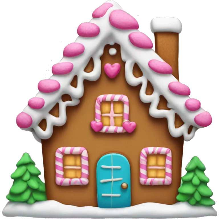 Gingerbread house with a pink bow  emoji