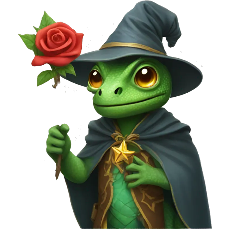 Lizard wizard with rosette emoji