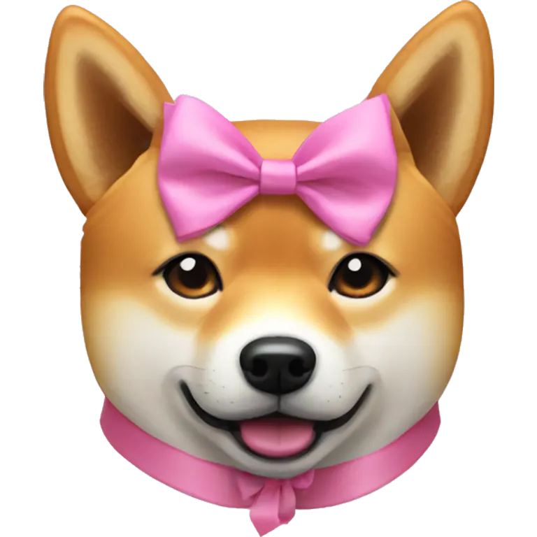 a shiba inu with a pink bow emoji