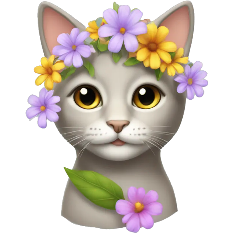 Katze mit Blume auf dem Kopf  emoji