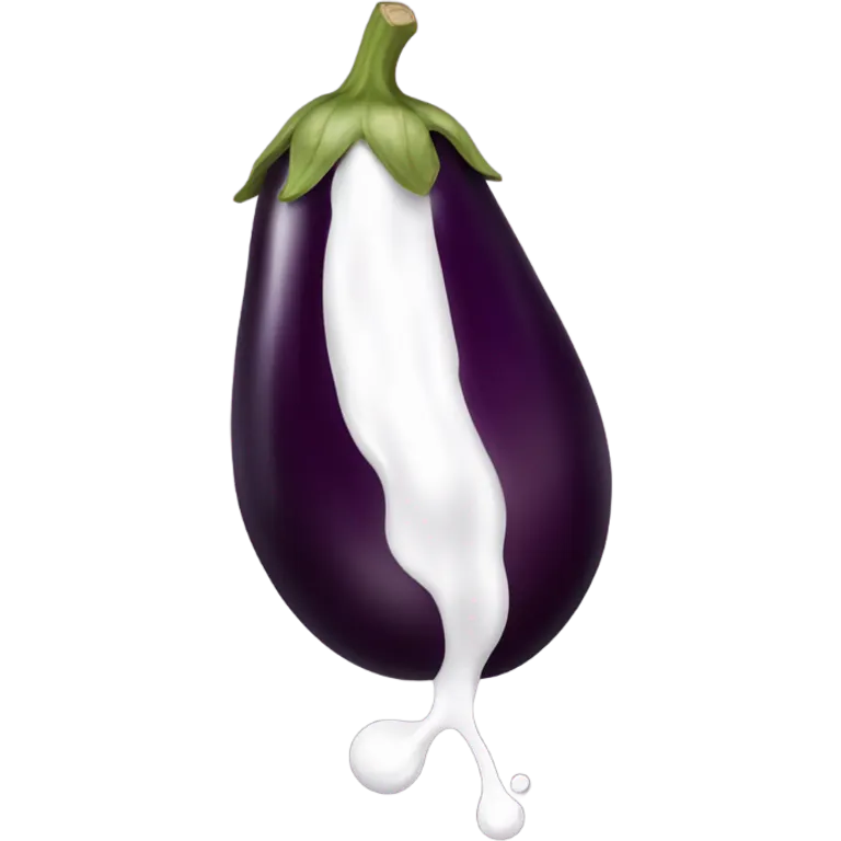 FULL brown eggplant with white paint dripping down emoji