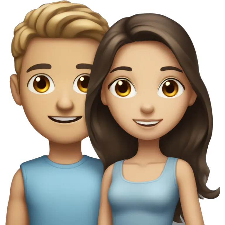 blue eyed brunette boy with brown eyed brunette girl emoji