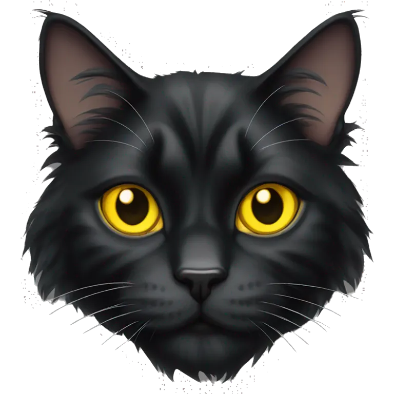 Black Maine coon cat with yellow eyes emoji
