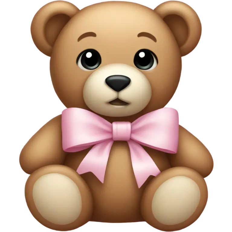 Teddy bear with light pink bow  emoji