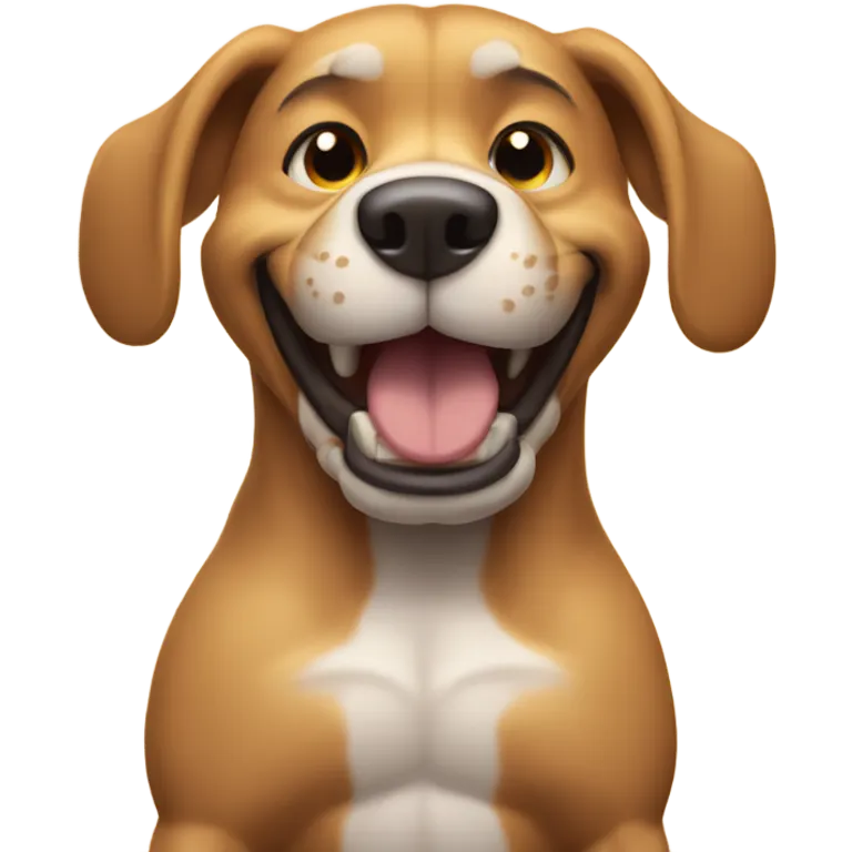 Smiling Buff dog flexing biceps  emoji