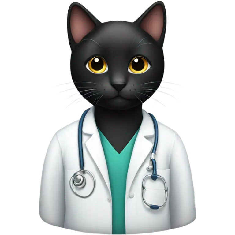 One black cat one veterinarian  emoji
