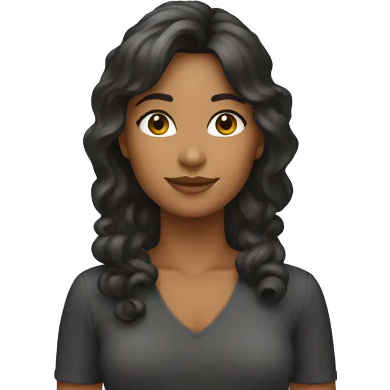 Una chica de pelo negro largo de 40 años con casco blanco  emoji