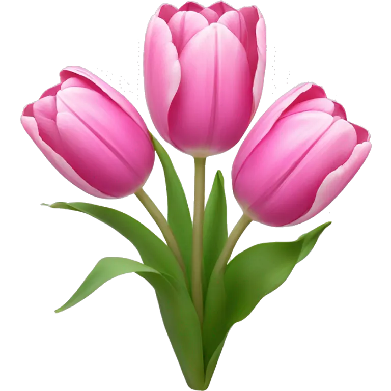 3 pink tulips with a white bow emoji