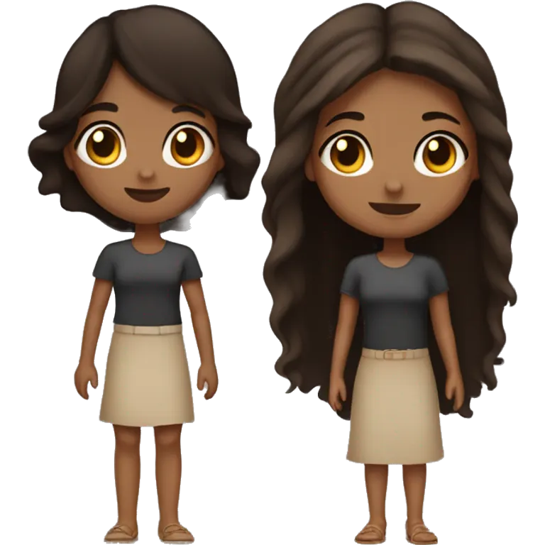 Light skin black girl with long dark brown hair with a shorter tan skin girl with dark long hair holding hands  emoji