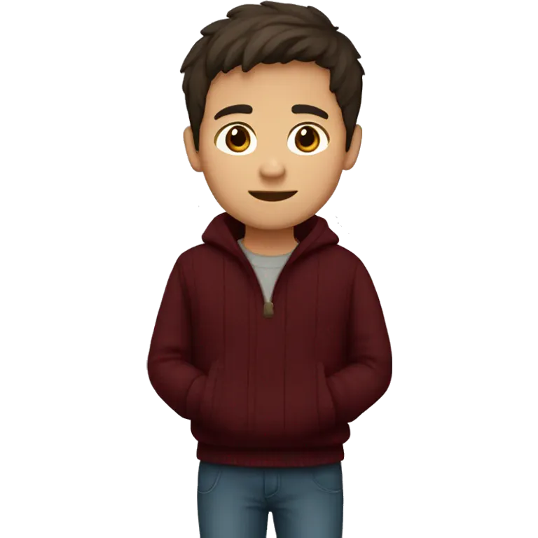 winter, christmas, hispanic, short brown hair, boy, brown eyes, child, full body, burgundy sweater emoji