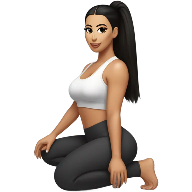 Kim K squatting  in yoga pants emoji