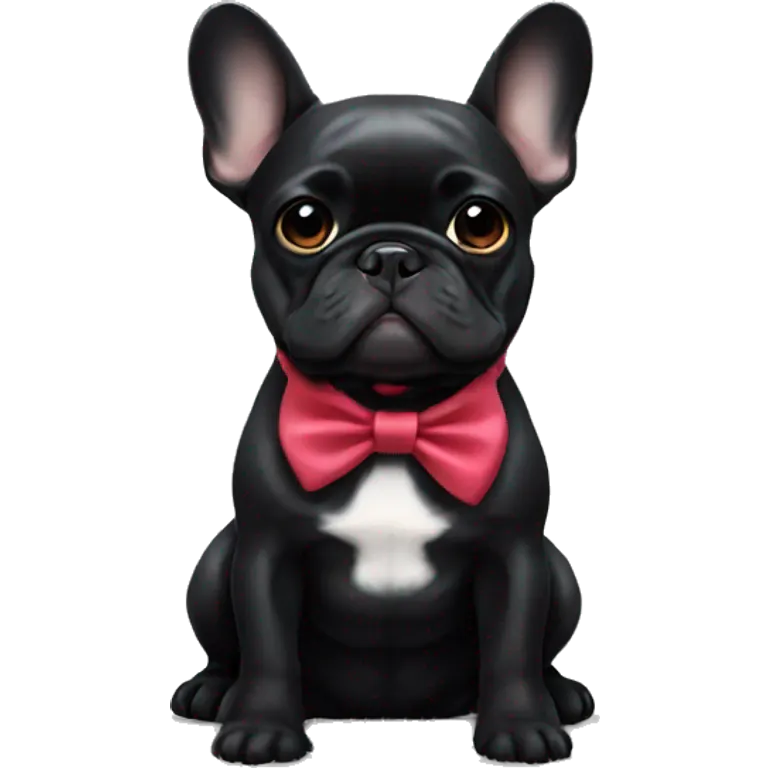 All Black french bulldog with bow emoji