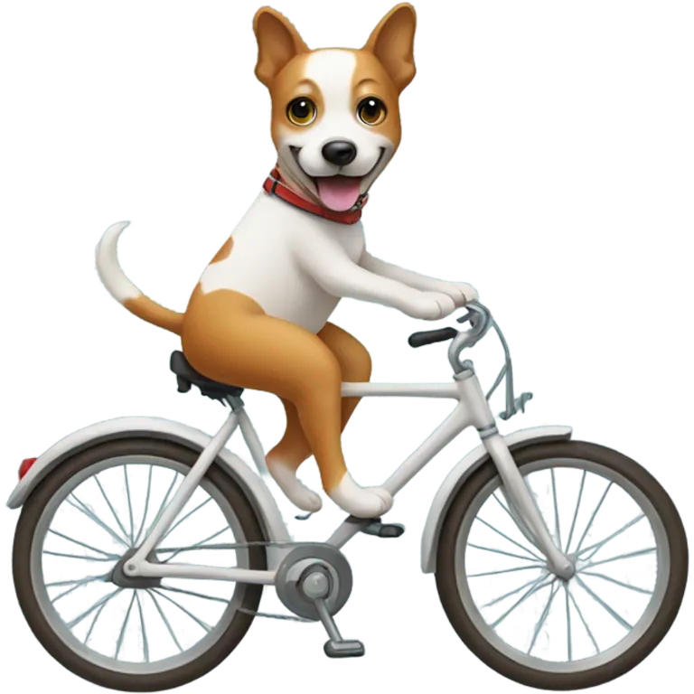 A dog riding a bike emoji