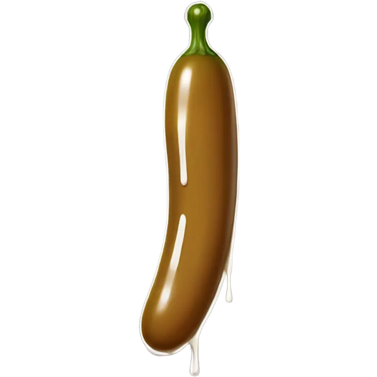Light-brown skinny long pickle with white paint dripping emoji