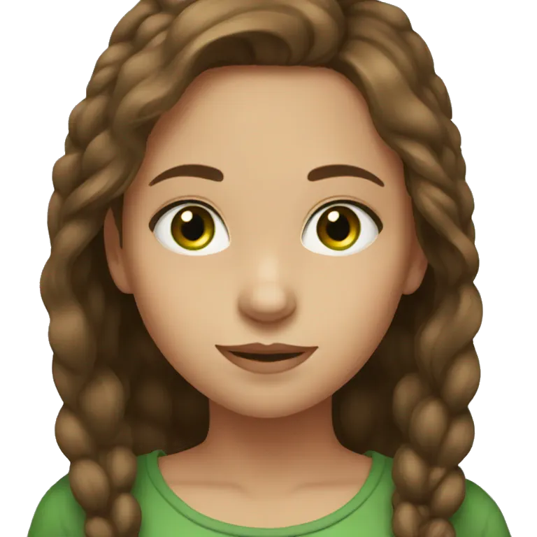 girl brown hair green eyes emoji