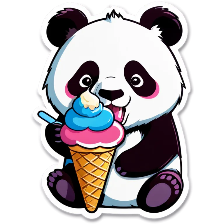 Panda eating ice cream emoji