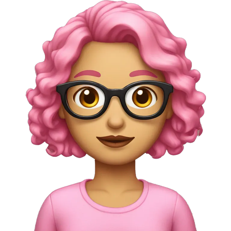 uma mulher loira cabelo curto, camisa rosa de oculos e cara de julgamento emoji