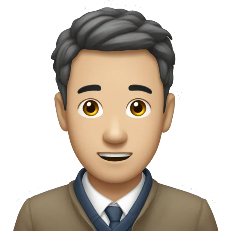 머리가 곱슬거리늰 아시아 남성. emoji