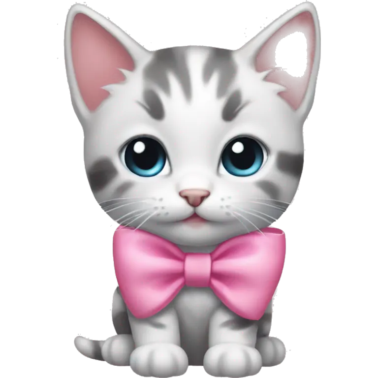 a kitten with cute pink bow on its head  emoji