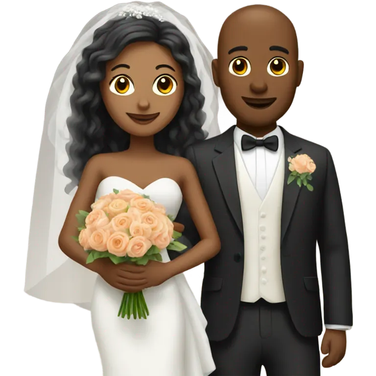 wedding couple with bouquet emoji