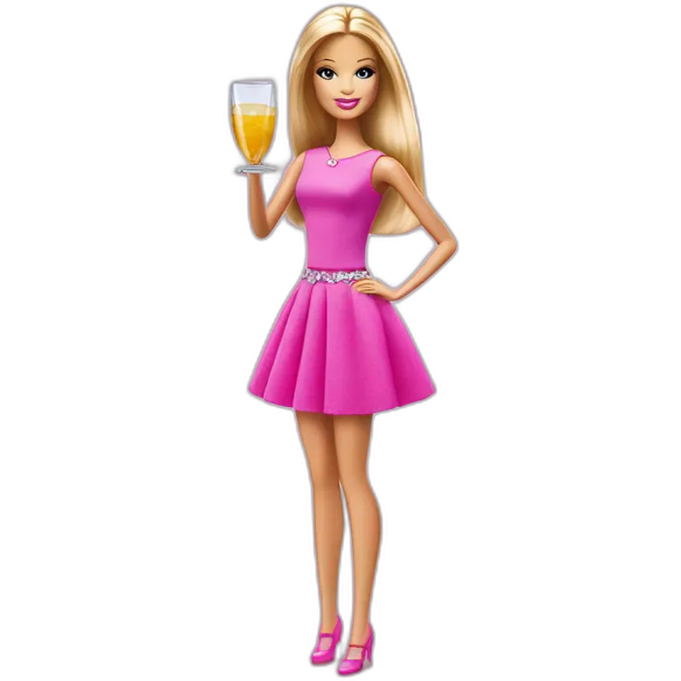 Barbie avec un verre à pied emoji