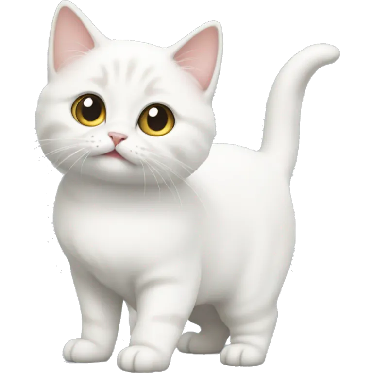White munchkin cat standing emoji