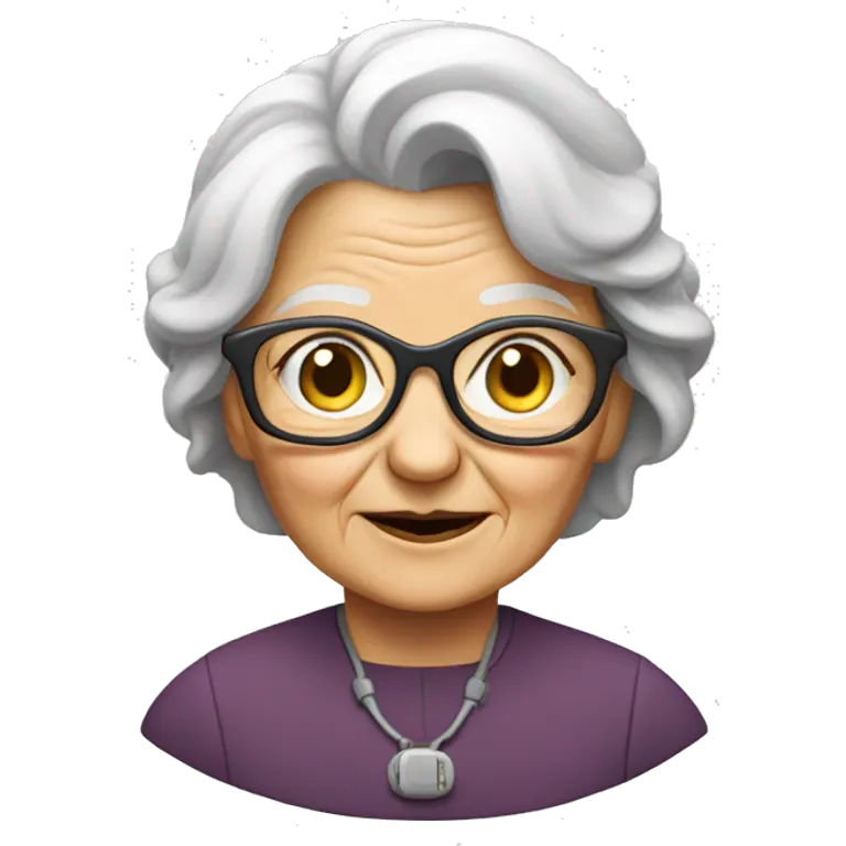 old lady with tech
 emoji
