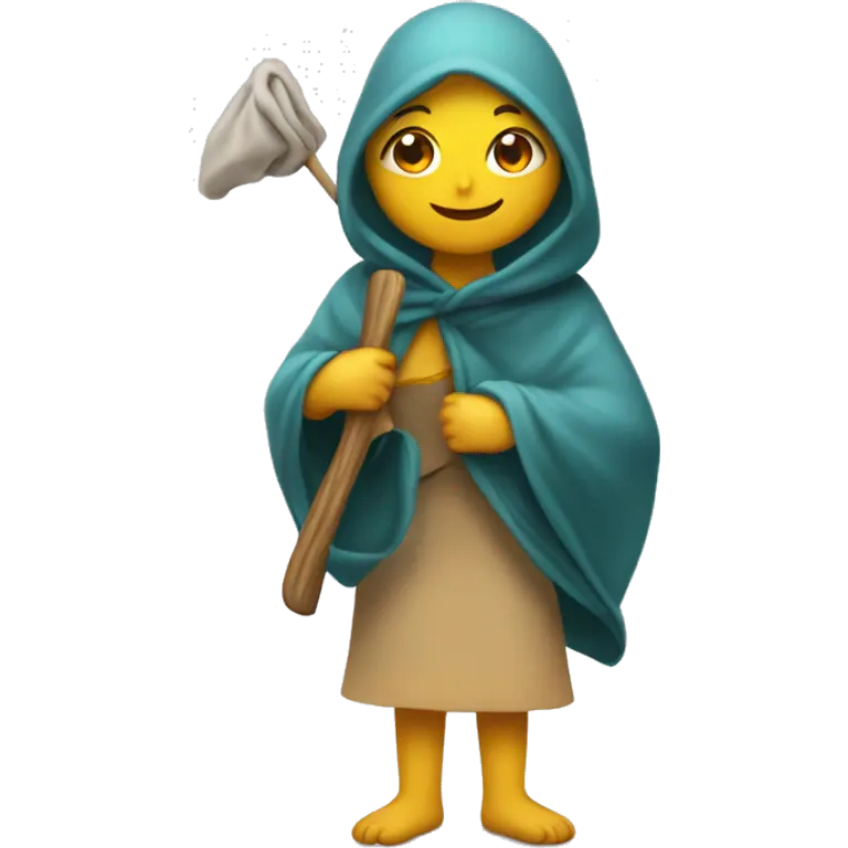 Chica dentro de una manta y un ganchillo emoji