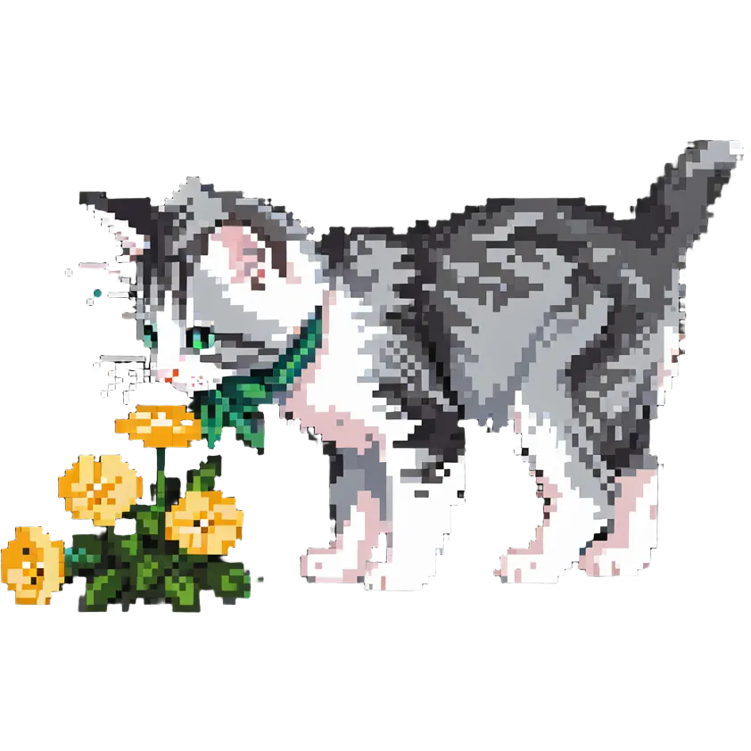 Kitten smells flowers emoji