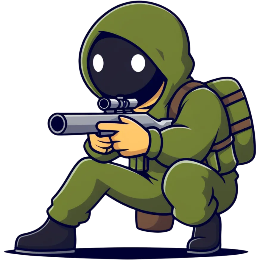 sniper cartoon crouching pose emoji