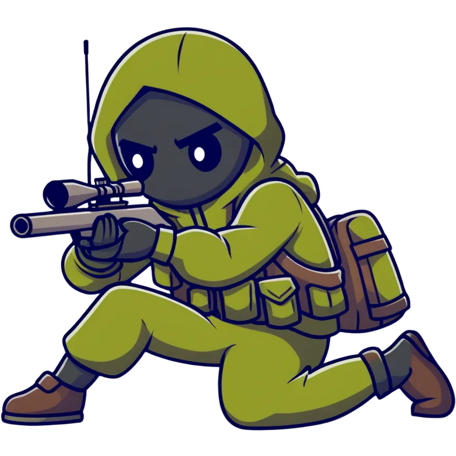 sniper cartoon crouching pose emoji