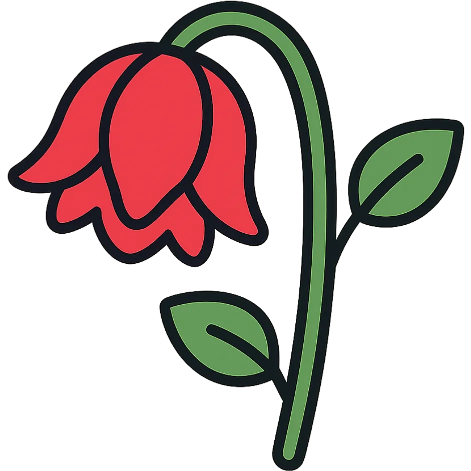 Wilted rose flower with drooping petals emoji