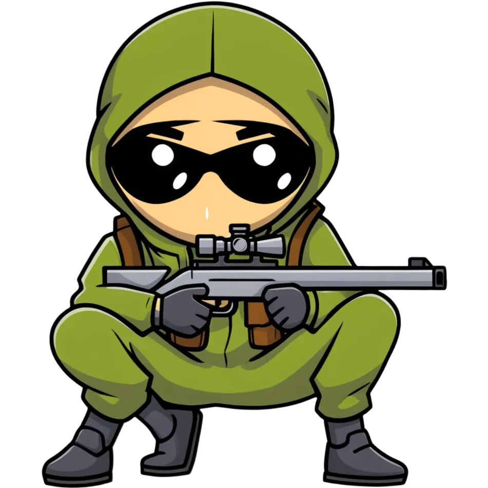 sniper cartoon crouching pose emoji