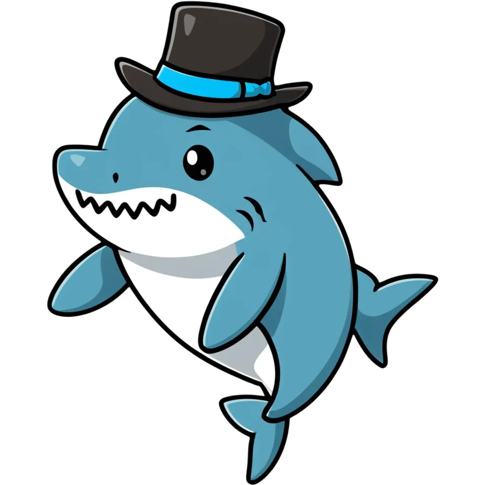 Shark with a top hat emoji