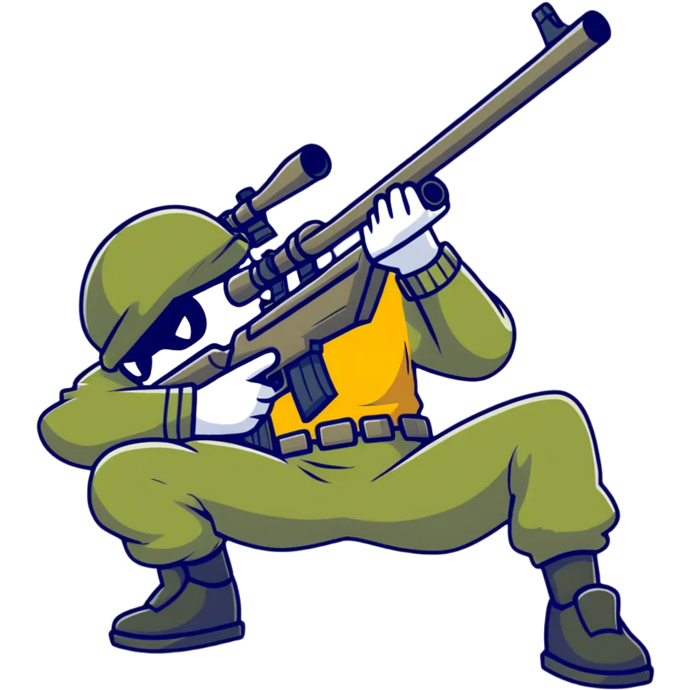sniper cartoon crouching pose emoji