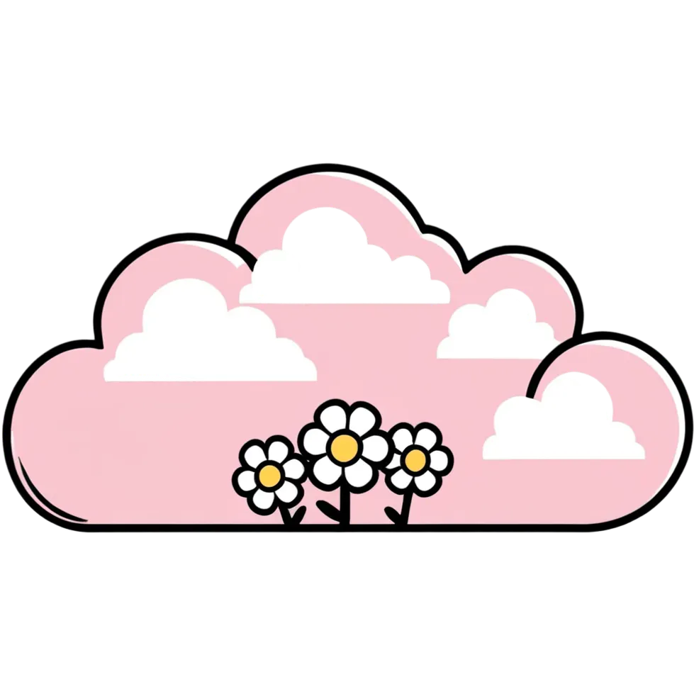 A cute cloud shape formed by pink and white flowers emoji