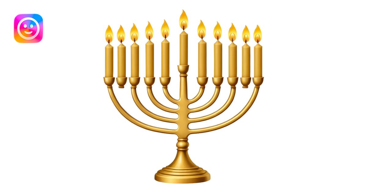 Gold Menorah with 7 candles on the left and right sides emoji | AI ...