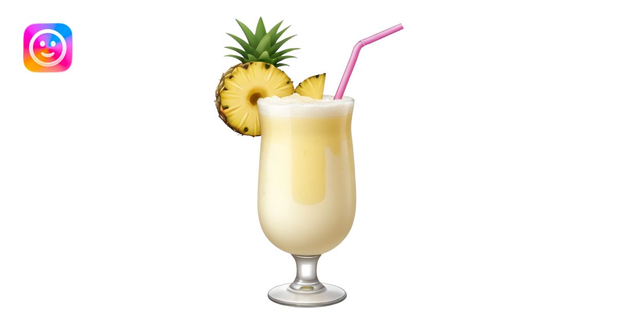 Pina Colada – coconut or glass with pineapple slice and straw emoji ...