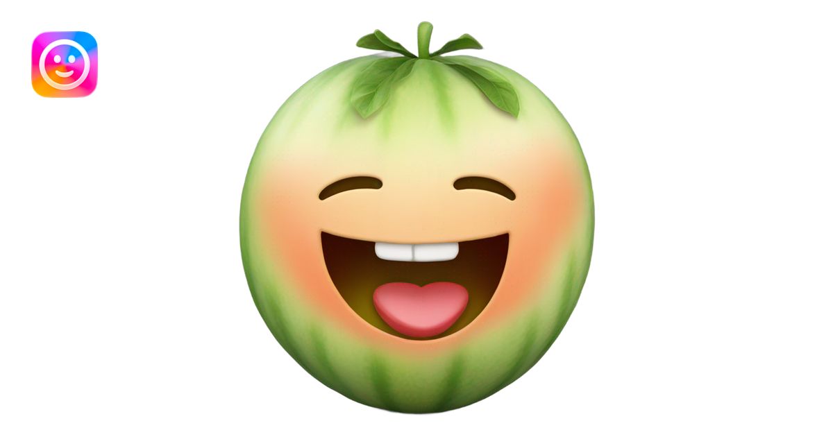 Melon fruit smiling with a heart emoji | AI Emoji Generator